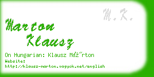 marton klausz business card